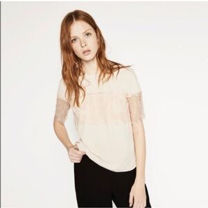 Zara Cream Lace Accent Blouse